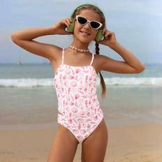 2st Tween Girl Baddräkter Set, Tween/Tween Girl Söt Ocean Life Print Tankini badkläder Lämplig för resor, strand, sommar - Röd (8Y,9Y,10Y,11Y,12Y)