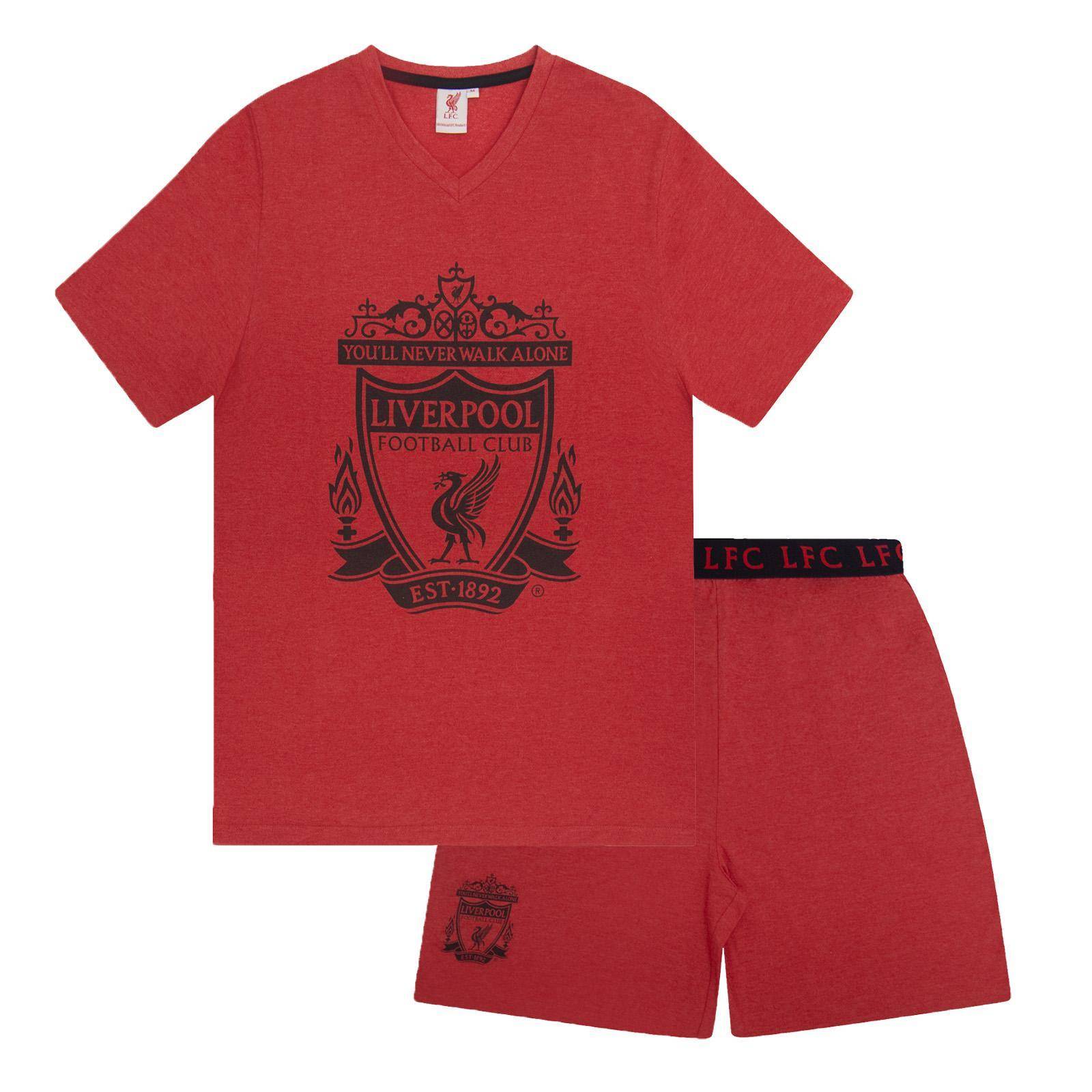 Liverpool FC Mens Short Pyjama Set cm tegelröd färg