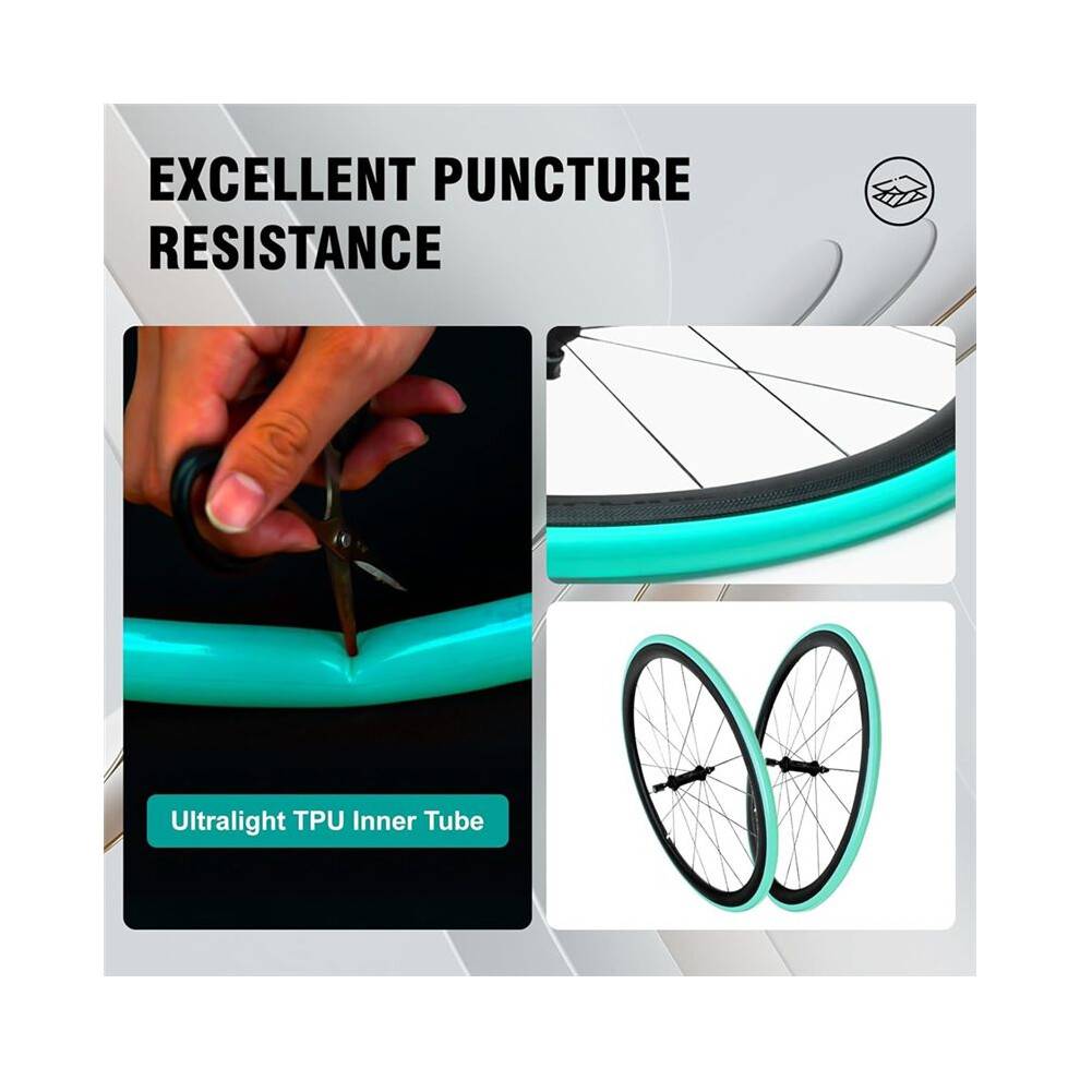 MEROCA 2Pcs TPU Inner Tube 700c 23 35C Ultralight Road Bikes TPU Tire Tubes 65L Length French Valve F/V Tube for Road Bike