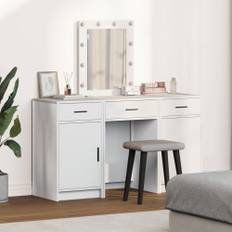 Smyckebord med låda 3 pcs Vit 50 x 41 x 135 cm Konstruerat trä