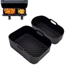 Silikonform Heißluftfritteuse Zubehör für Philips Dual Basket Airfryer 3000-Serie, Silikoneinsatz für Heißluftfritteuse für Tefal EY9018 5,2/3,1 L, Cecotec 5,5/3,5 L, Lakeland 5L/3L