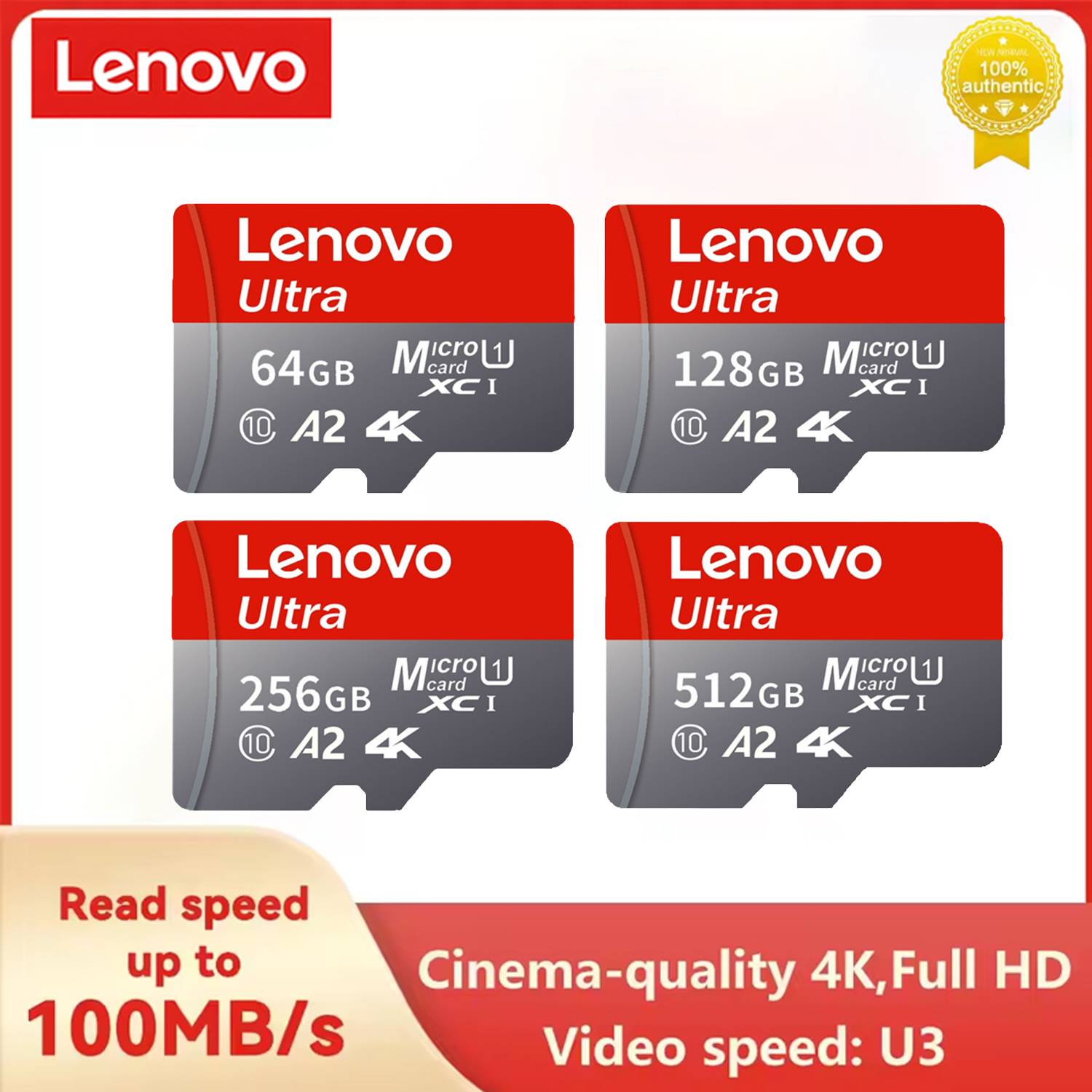 Lenovo 1TB U3 V30 Micro SD Card High Speed TF Flash Cards for Phone Camera Nintendo Switch 512GB 256GB 128GB 64GB SD Memory Card