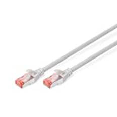 DIGITUS LAN Kabel Cat 6-15m - RJ45-nätverkskabel - S/FTP-skärmad - kompatibel med Cat 6A och Cat 7 - Grå