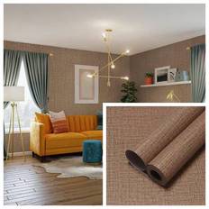 1 rulle självhäftande brun linnetapet PVC avtagbara klistermärken för studentrum/restaurang heminredning kontaktpapper lådbord möbler renovering täckf (40 cm * 500 cm,40 cm * 100 cm,40 cm * 300 cm)