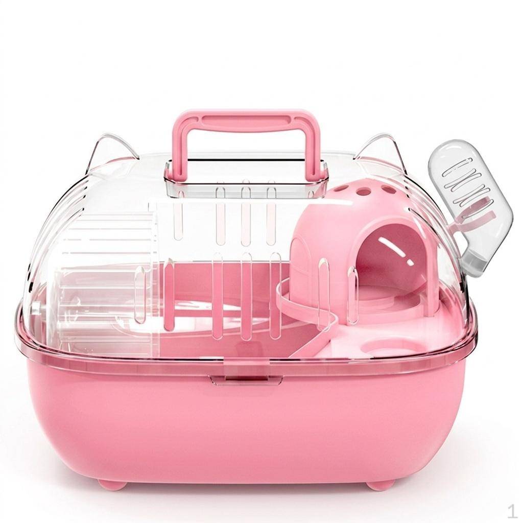 Luxury Hamster Cage and Portable Pet Carrier, Oval Shape Travel for Hamsters with Handle,