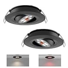 acegoo svängbara downlights 12V för båt skåpbil husbil infälld taklampa LED-spotlight 12 volt, 35° strålvinkel vertikal 70° justering diameter 74 mm Inbyggd dimmer och rött ljus Svart 5000K