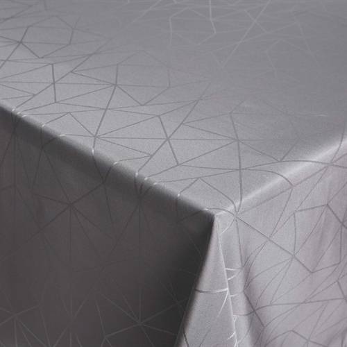 Bordduk - Damastduk - Grå textilduk - Jacquardvävd duk med geometriskt mönster - Exklusiv festduk
