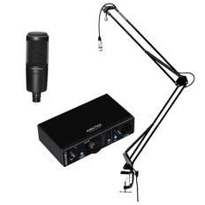 Arturia MiniFuse 1 (White) + Audio Technica AT 2020 + Tie Studio Flex Pro Broadcast Mic Stand (with XLR Cable) Bundle