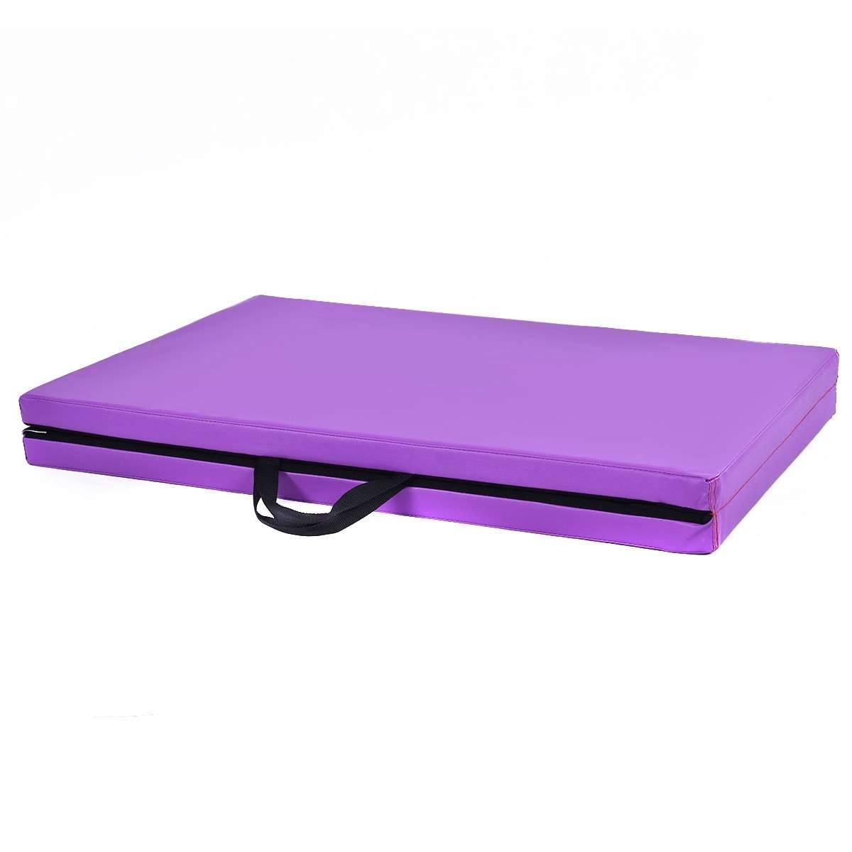 Mjuk golvmatta gymnastikmatta yogamatta hopfällbar matta gymnastikmatta 180x60x4cm - lila