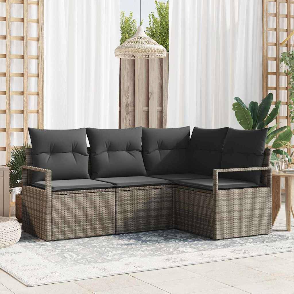 vidaXL Sofa Sæt 4 stk. Grå polyrattan