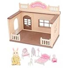 Bunny Dollhouse Playset Premium ABS Plast Miniatyr Möbeltillbehör Spegel Fåfänga för Barn