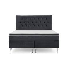 Berg & Strand Royal Velvet Komplett Sängpaket Sammetssäng 180x200 cm - Svart med höga silverben Kontinentalsäng
