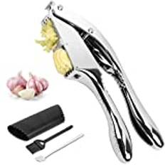 Yotako Vitlökspress rostfritt stål, 2 i 1 vitlökspress, vitlökspuré och vitlöksklossar, vitlökssskärare med rengöringsborste och silikonskalare, garlic press för vitlök, ingefära, kökshjälp