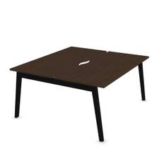 Dobbelt skrivebord Nova Wood, Bredde 140 cm, Design Black / Dark Walnut