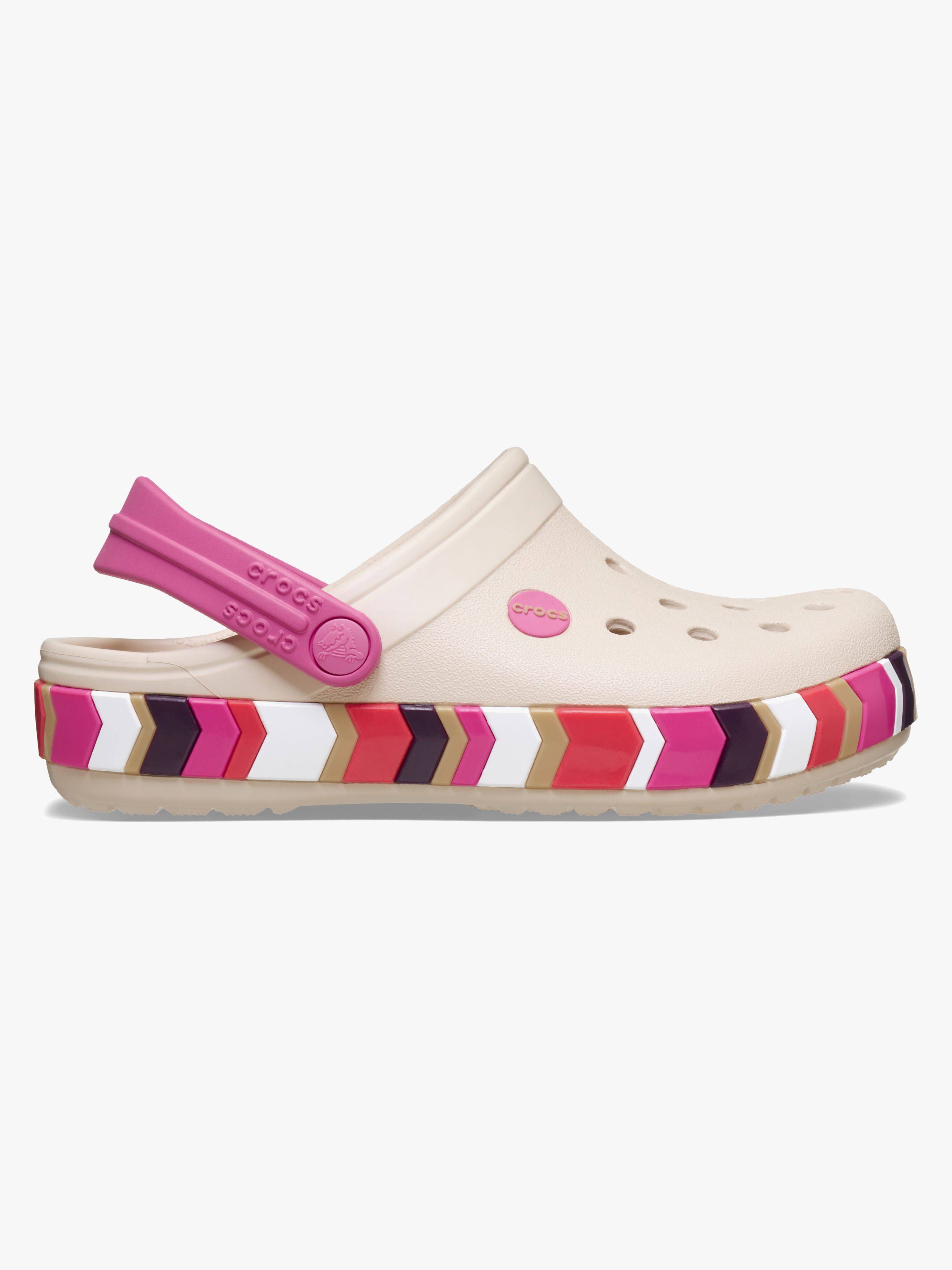 Crocs Crocband Chevron Band Tofflor, Frappé/Quiet Rose, 29-30