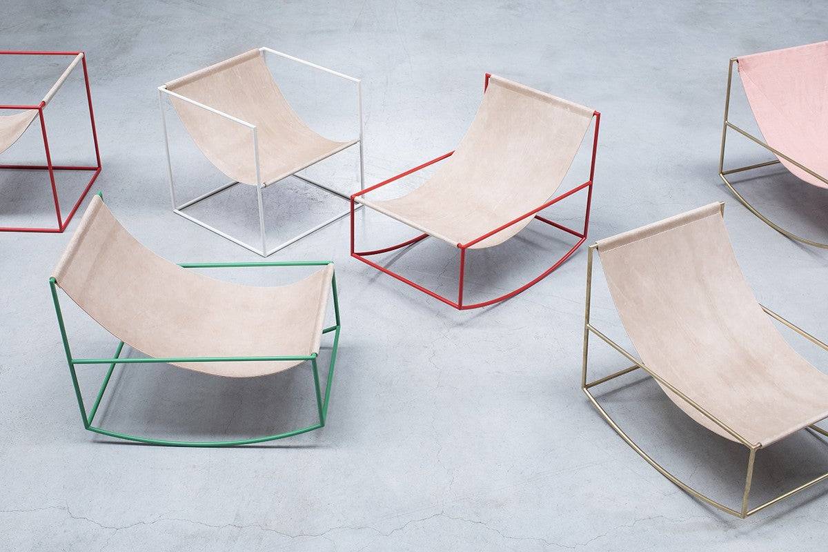 Rocking Chair Leather - Valerie Objects - Red/Leather
