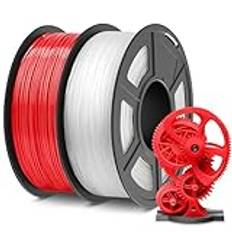 ABS-filament 1,75 mm för 3D-utskrift, SUNLU ABS-filament 1 kg spole för 3D-skrivare, totalt 2 kg (röd, genomskinlig)