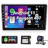 【1+32G】Hodozzy Android Bilradio för Peugeot 407 2004-2011 med Carplay/Android Bil, Bluetooth 2 Din Bilstereo med bilradio 9 Tum Touchcreen GPS/WiFi/FM/RDS/HiFi/USB+AHD Backkamera