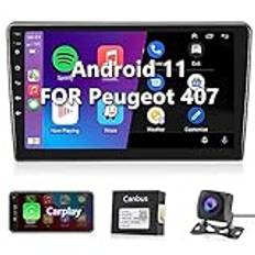 【1+32G】Hodozzy Android Bilradio för Peugeot 407 2004-2011 med Carplay/Android Bil, Bluetooth 2 Din Bilstereo med bilradio 9 Tum Touchcreen GPS/WiFi/FM/RDS/HiFi/USB+AHD Backkamera