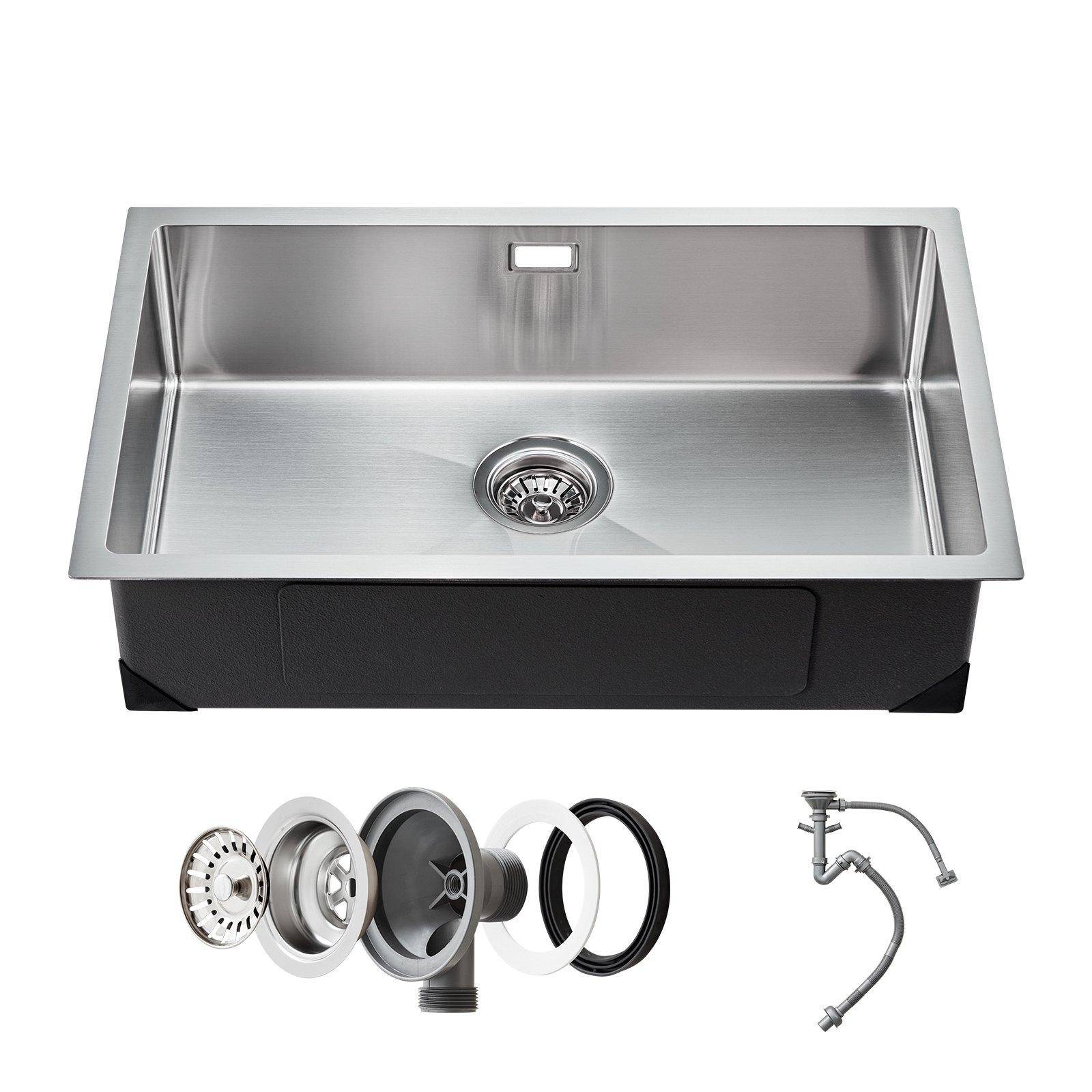 VEVOR 70 cm Arbetsstation för Köksho, Underlimmade Hoar i 304 Rostfritt Stål, Nedfällbar Enkelho Farmhouse-vask med Tillbehör