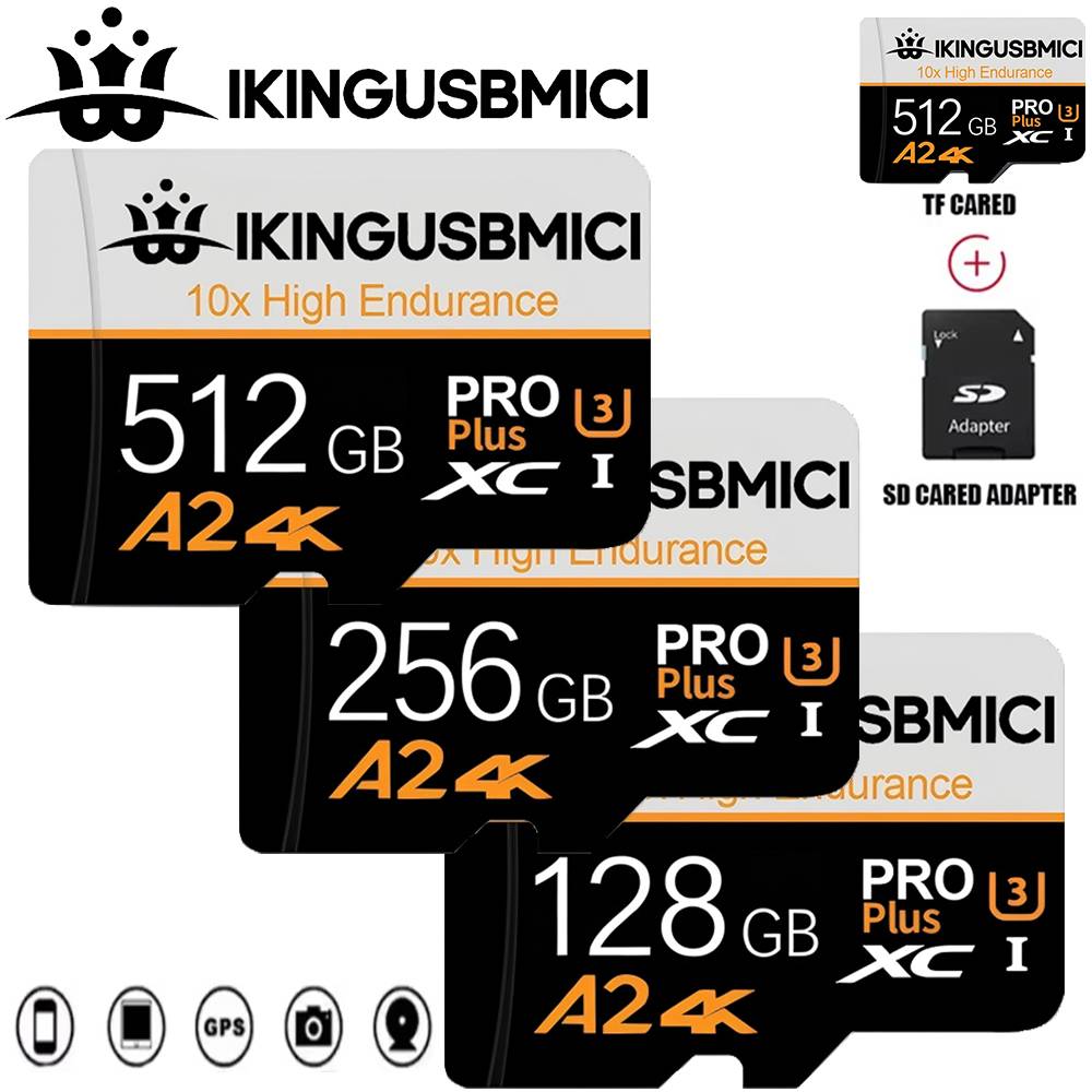 New Micro SD Card TF Cards SD Cards Memory Card 128GB 256GB 512GB High Endurance V30 for Surveillance GoPro Digital Devices