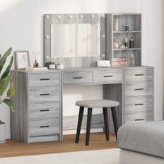 vidaXL Smyckebord med låda 3 pcs Grå 40 x 41 x 135 cm Konstruerat trä