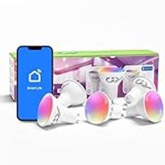 GY Smart Bluetooth Glödlampa, GU10 Dimbar WIFI Glödlampa, 7W 500LM RGB+ CCT 2700K-6500K, Färgglada GU10 LED-lampor För Sovrumsdekoration, 6 stycken