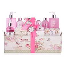 BRUBAKER Cosmetics Bad- och Duschset Rose Doft - 17-Delig Skönhetspresent i en Vintage Presentask