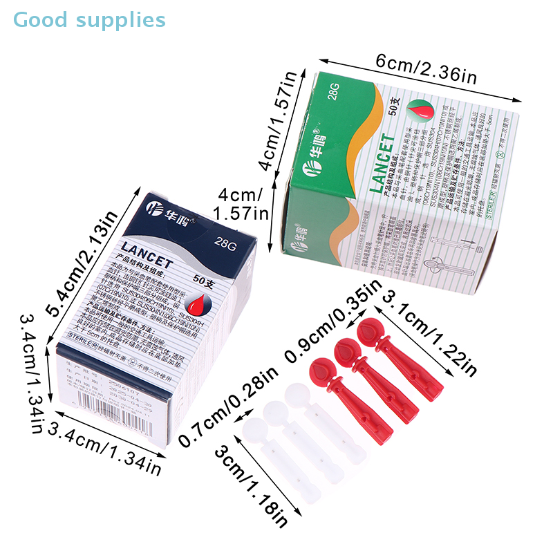 50Pcs Sterile Lancets Kit For 28G Pen Glucose Meter Disposable Needles Spilled Blood Needle Measuring Blood Sugar Level