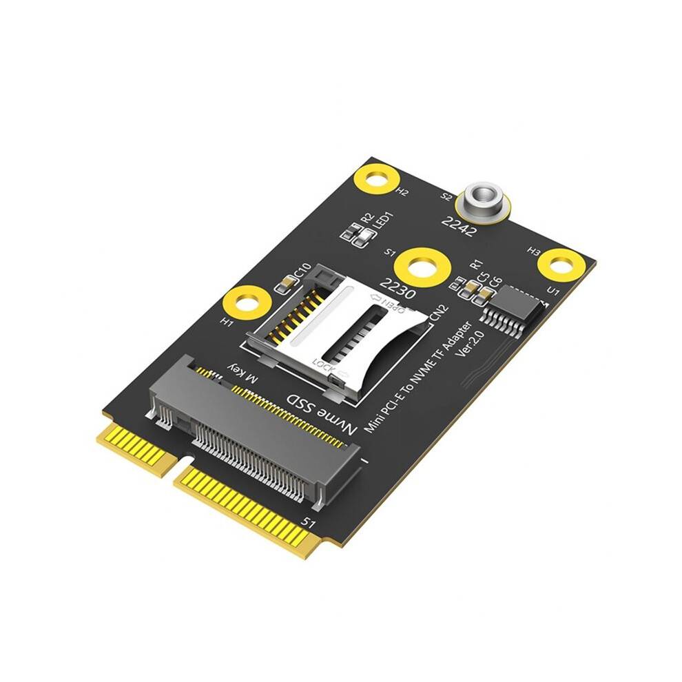 2 In1 PCI-E to TF Card USB2.0 and M.2 NVME Key-M SSD Adapter Compatible with NAS Industrial Control Motherboard