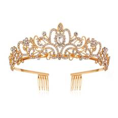 Voarge Tiara kristallkrona för bridal prinsessa diadem bröllop tiara Crown, vintage prinsesskrona, för bröllop födelsedag bal, bruddusch, jul, halloweenkostym (guld), En Storlek, Legering,