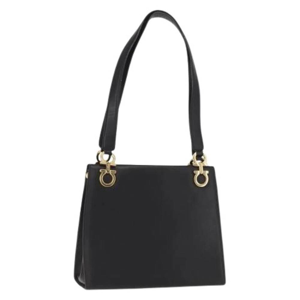 Salvatore Ferragamo Pre-owned Pre-owned Læder Skuldertaske - Vintage - Dame - Sort - ONE SIZE - Uld