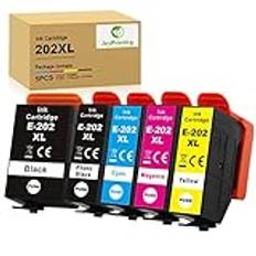 JoyPrinting 202XL bläckpatroner för Epson 202 202 XL patroner ersättningsfärger multipack kompatibel med Epson Expression Premium XP-6100 XP-6001 XP-6005 XP-6105 skrivare (5-pack)