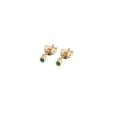 Tiny Tears 14K Gold Earrings w. Emerald - Pair