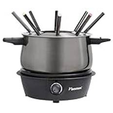 Bestron elektrisches Fondue Set für bis zu 8 Personen, mit 8x Fonduegabeln & stufenlosen Thermostat, inkl. Spritzschutz, Farbe: Titangrau