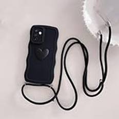 A 54 34 14 Love Heart Crossbody Lanyard Silikonfodral För Samsung Galaxy A54 A34 A14 5g A24 4g A04s A15 A25 A35 Curly Wavy Cover,DBLAXGS Svart,För A32 5G