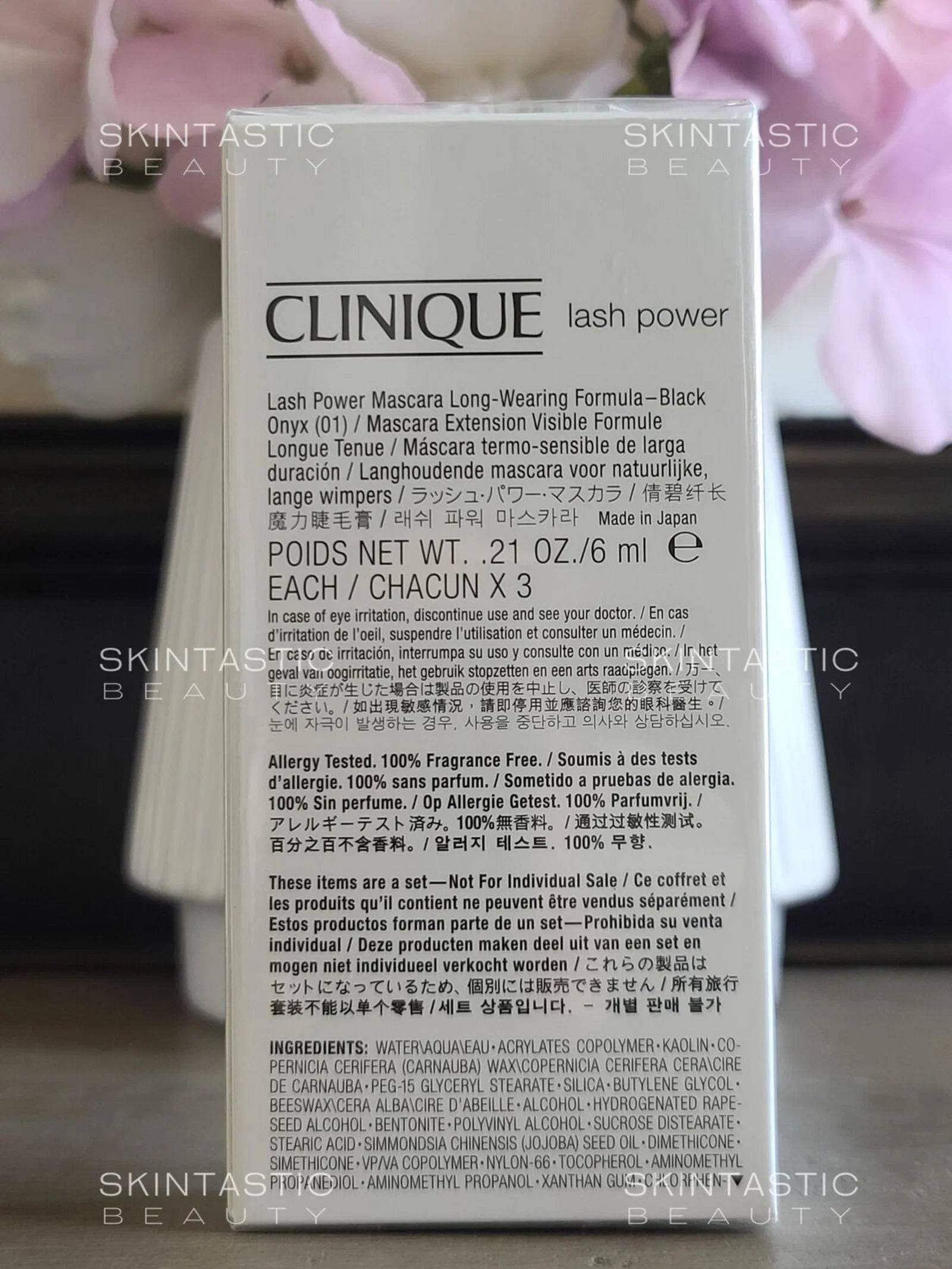 Set Trio, Clinique, Lash Power Extension, Allungamento, Mascara, 01, Onice Nero, 3 pz, 6 ml