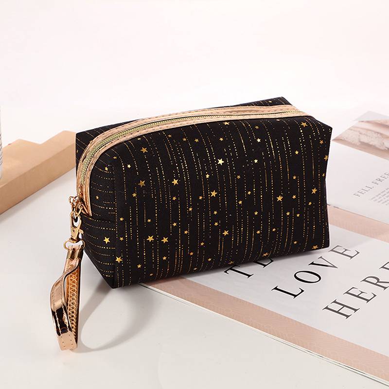 TEMU Women' Large Capacity Bling Stars Makeup & Toiletry Organizer Bag - Portable Travel Cosmetic Case Suitable For Ladies, Bling Stars Pouch, Tampon Holder, Washable Bag