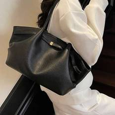 Retro Small Shoulder Bag For Women, Suede Bucket Bag With Snap Belt Buckle Closure, Niche Design Crossbody Handbag For Street Style, Outdoor, Party, G - Black