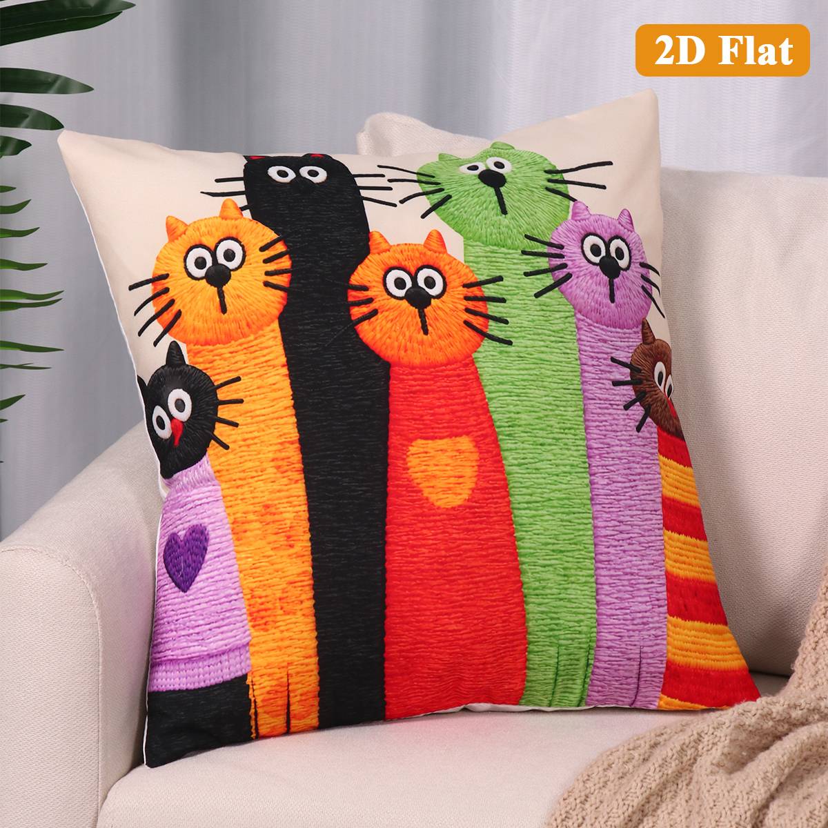 Cartoon Cats Pillow Case Birthday Party Decoration Soft Pillow Cover for Home Bedroom Sofa Cushion Cover Baby Shower Supplies