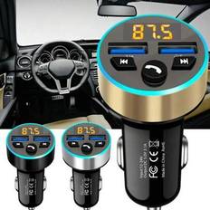 Bil Bluetooth 5.0 FM-sändare laddare handsfree bilradiomodulator MP3-spelare med 25W USB supersnabb laddningsadapter i bilen snabbladdning 3.0 biltele - Multifärgad (Svart,Guld,Silver)