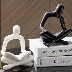 1 st Staty Läsning Dam Staty Abstrakt konst Skulptur Heminredning Modern Vit Dekorativ utsmyckning Vit Tänkerstaty Lämplig för Vardagsrum Hylla Bokhyl - Flerfärgad (En-Storlek)