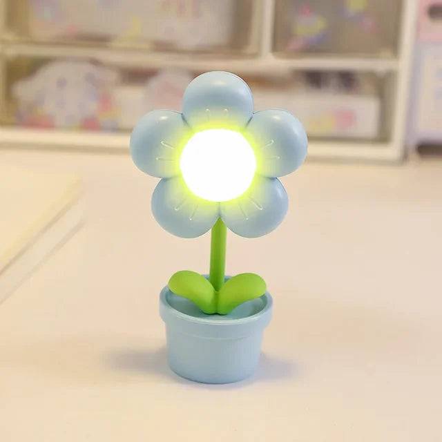 BloomLite – Stämningsfull Blommig Bordslampa med Mjuk LED-Belysning - Blä