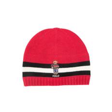 POLO RALPH LAUREN KIDS - stickad mössa med björnmotiv - barn - bomull/polyester - One Size - Röd