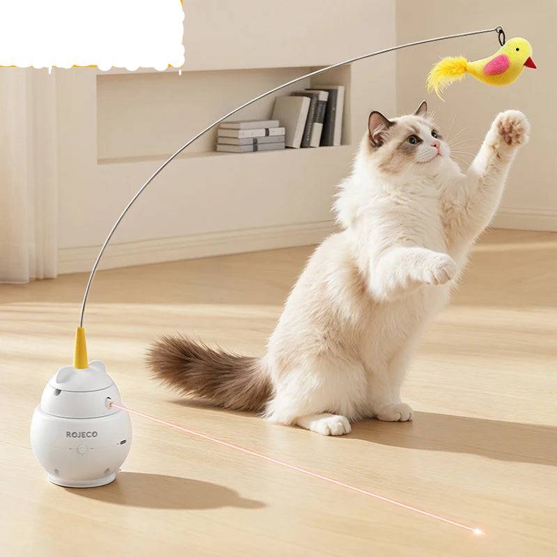 2-in-1 Automatic Laser & Feather Cat Toy — Electric Induction Indoor Kitten Teaser - Q2 Cat toy