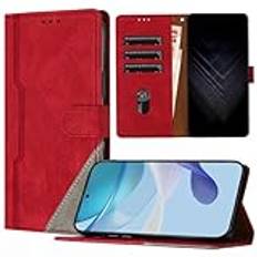 for Samsung Galaxy S24 FE Wallet Case with Card Slots Stand Magnetic Closure Flip PU Leather Phone Cover, Red