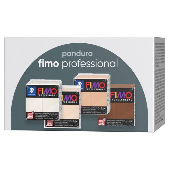 Fimo Professional 4×85 gram Fimo-lera – porslin, beige, sand och brun