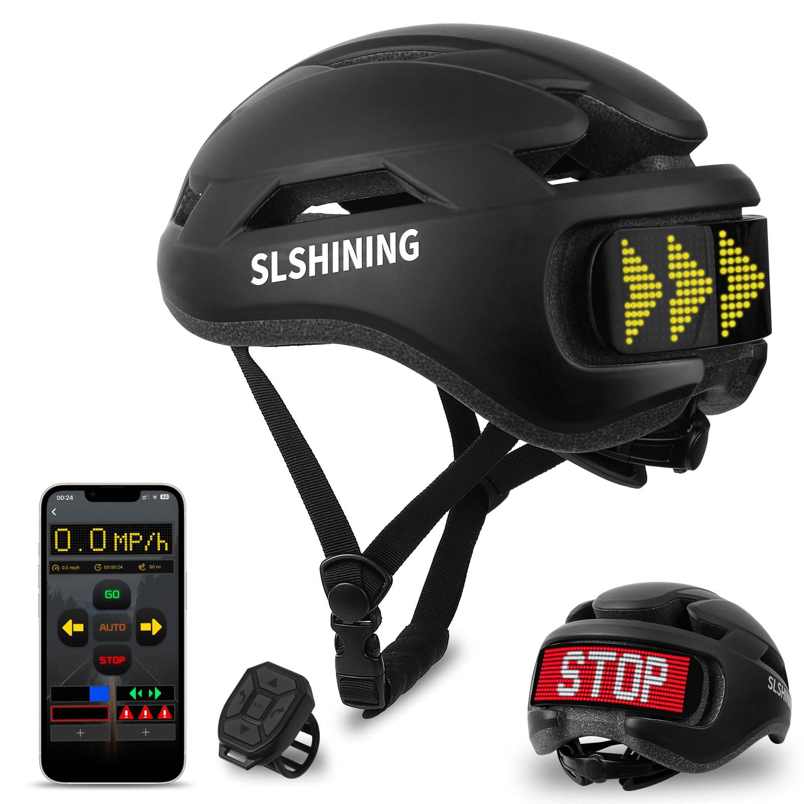 SLSHINING Bike Helmet with Light, LED Display Helmet with APP Control DIY Led Screen Bicycle Helmet for Scooter Cycling Skating