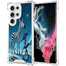 Xioolia Transparent fodral passar Samsung Galaxy S24 S23 S23+ S22 S22+ S21 S21+ S20 S20+ S10 S10+ S9 S9+S8 S7 edge Plus Ultra FE S10e 4G/5G med zebra-BW0 fyra hörnskydd