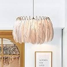 Pendellampor, LED Feather Pendel Lights Feather Modern Romantic Bedroom Feather Lamp (Färg: Vit, Storlek: 60CM/Kallvit)